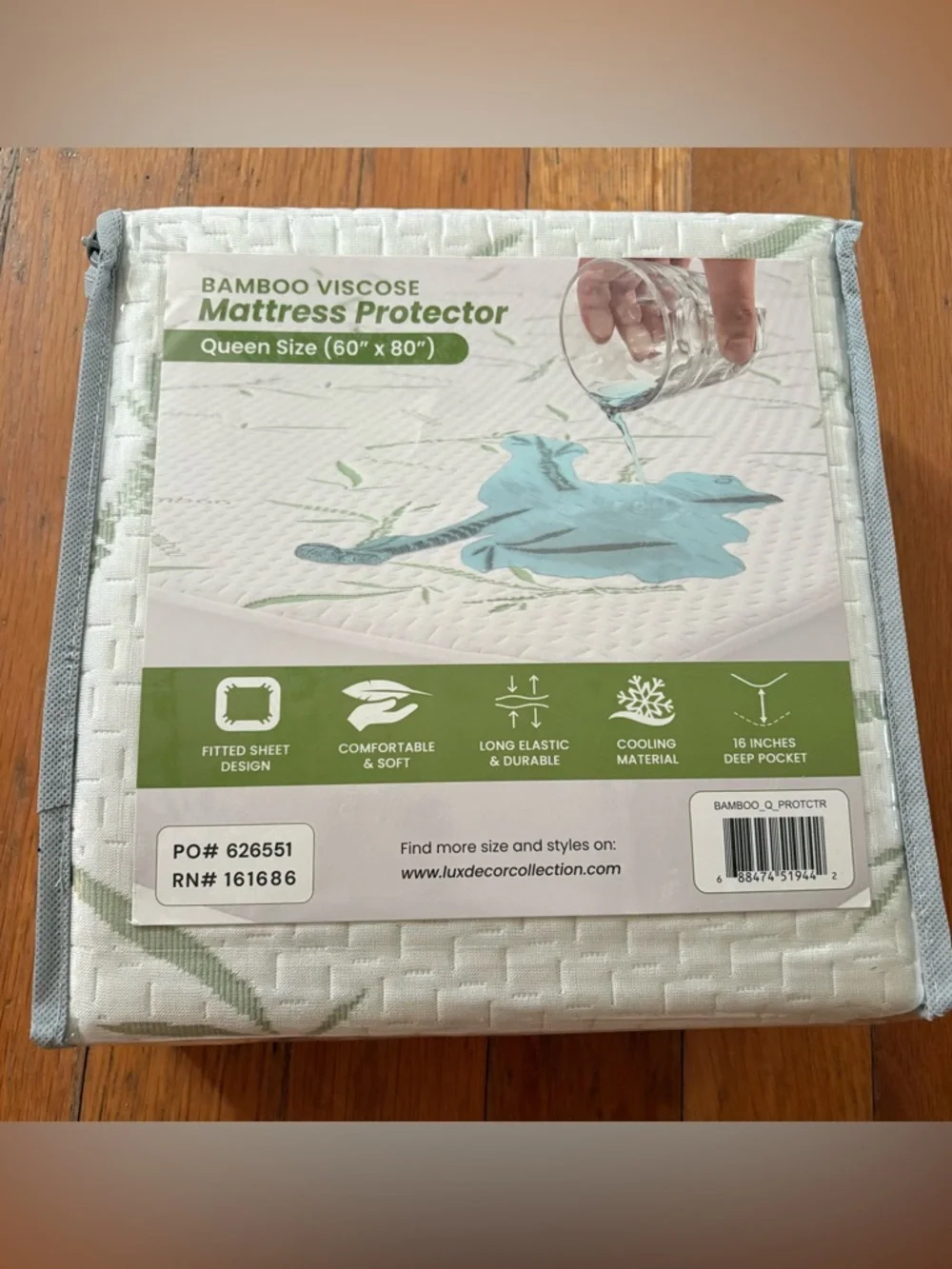 Queen Size Bamboo Waterproof Mattress Protector with 16